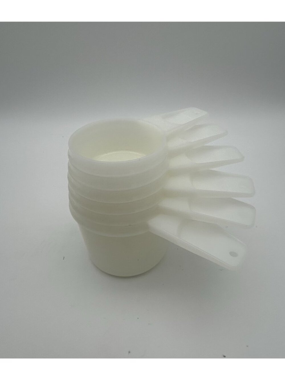 Vintage Set of 6 White Tupperware Nesting Measuring Cups #761-766, 1/4-1 Cup